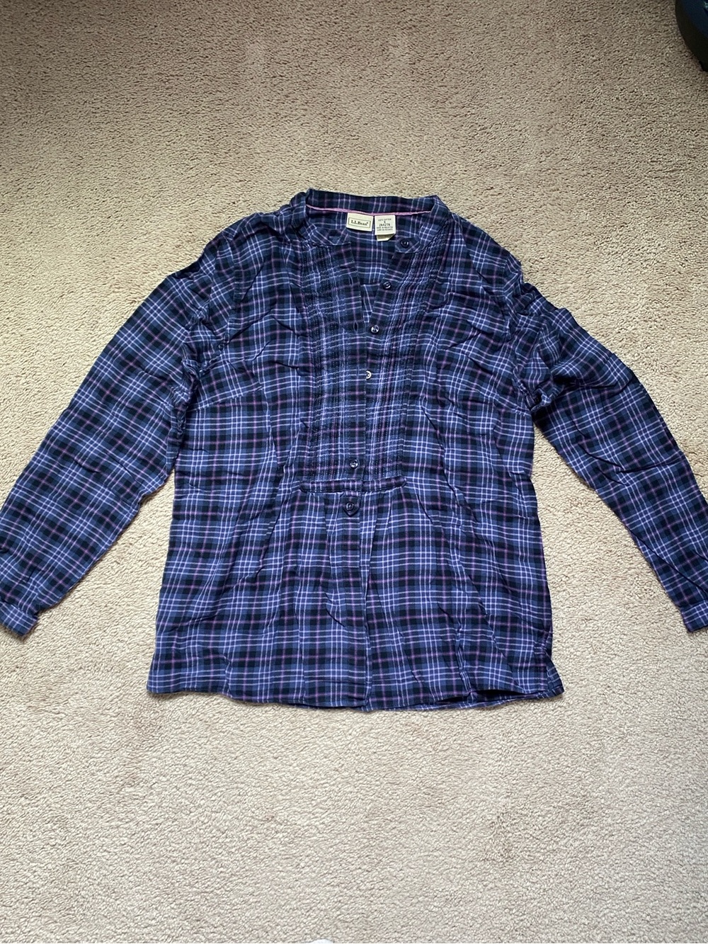 NWOT Vintage LL Bean Purple Plaid Shirt, Size Small